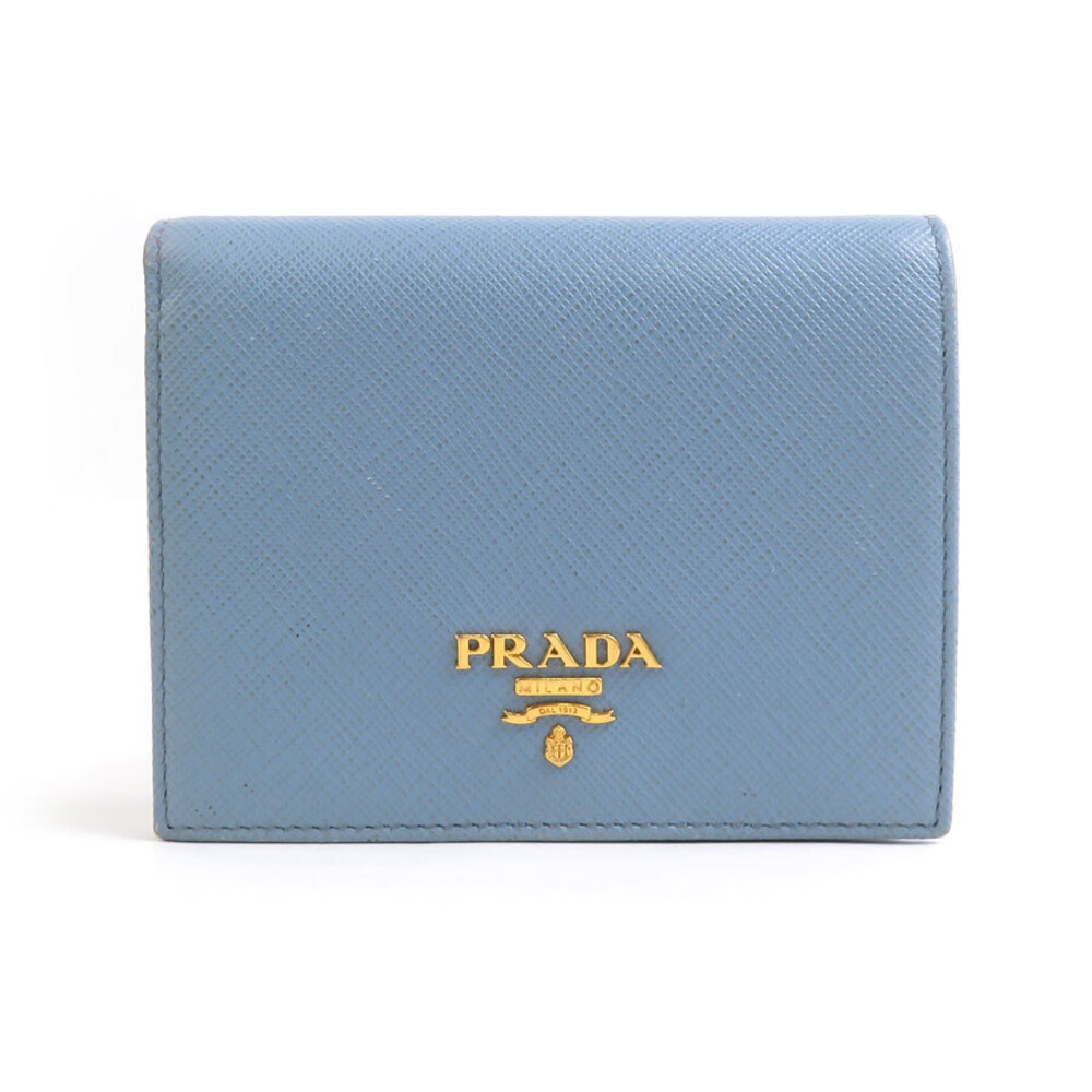 Prada Bi fold Wallet Leather Blue